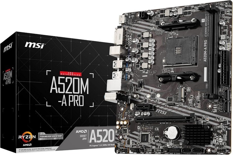 PLACA BASE MSI A520M-A PRO AMD AM4 DVI + HDMI