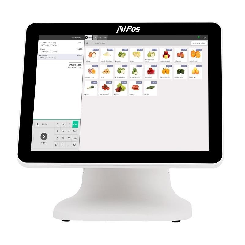 TPV AVPOS K5000 15 ALUMINIO TACTIL I7/8GB/SSD128/WHITE 3YR GARANTIA